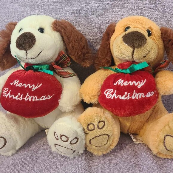 CHRISTMAS PUPS DOGS PLUSH STUFFED ANIMAL TOY STOCKING STUFFERS/GIFT ( Lot of 2) - Picture 1 of 6